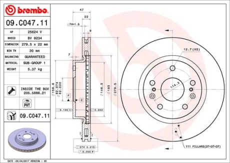 Тормозной диск BREMBO 09.C047.11