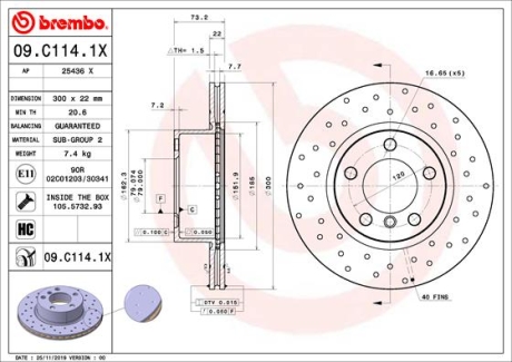 Гальмівні диски BREMBO 09.C114.1X
