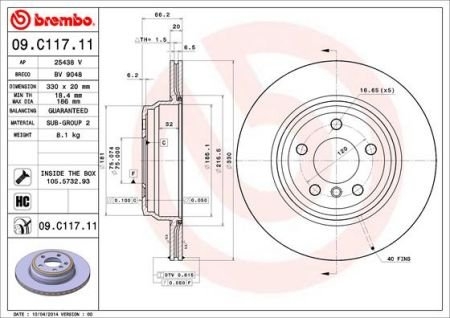 Гальмівний диск BREMBO 09.C117.11 (фото 1)
