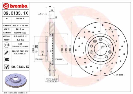 Гальмівні диски BREMBO 09C1331X