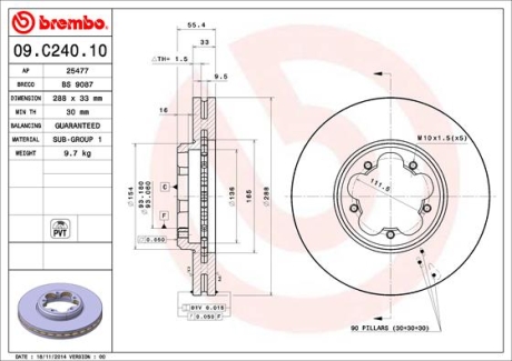 Гальмівний диск BREMBO 09.C240.10
