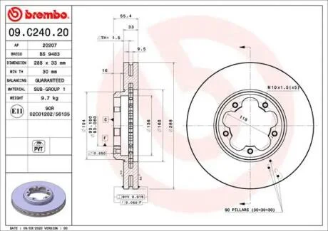 Тормозной диск BREMBO 09.C240.20