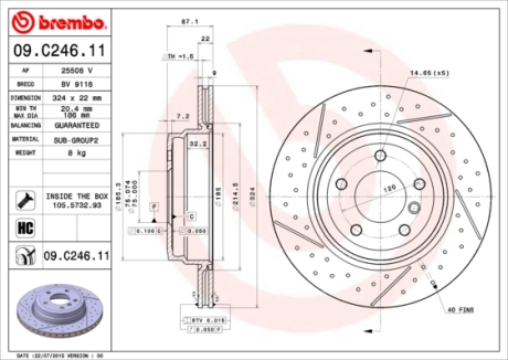 Гальмівний диск BREMBO 09C24611 (фото 1)