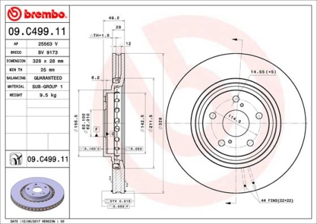 Гальмівний диск BREMBO 09.C499.11