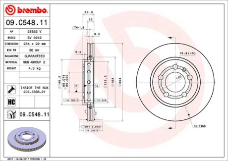 Тормозной диск BREMBO 09C54811 (фото 1)