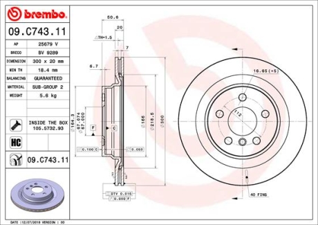 Гальмівний диск BREMBO 09.C743.11