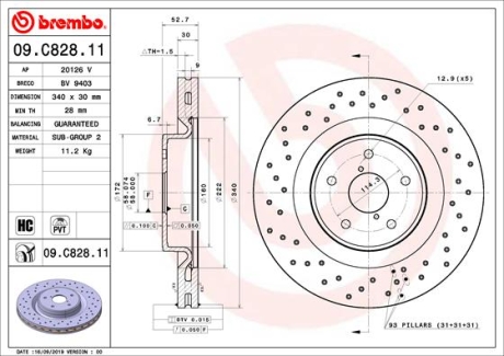 Тормозной диск BREMBO 09C82811