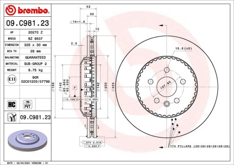 Гальмівний диск BREMBO 09C98123