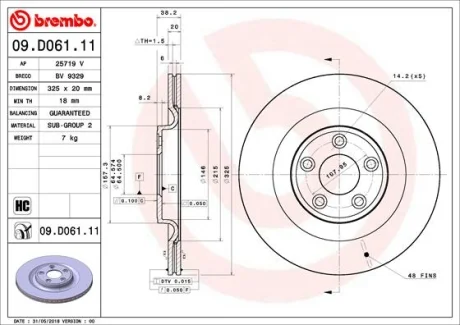 Гальмівний диск BREMBO 09.D061.11