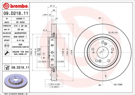 Гальмівний диск BREMBO 09.D218.11