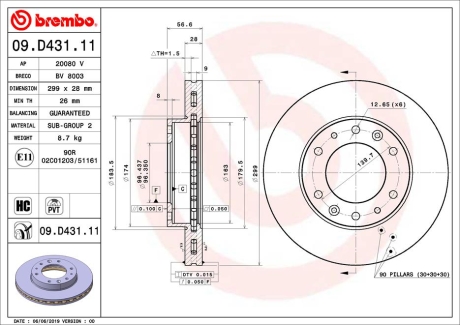 Гальмівний диск BREMBO 09.D431.11