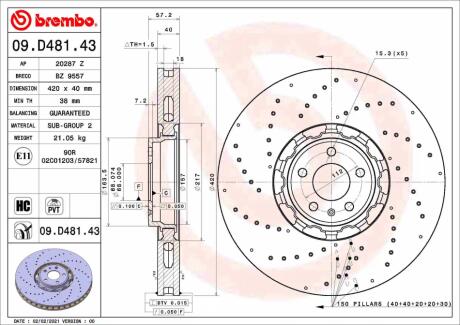 Тормозной диск BREMBO 09D48143