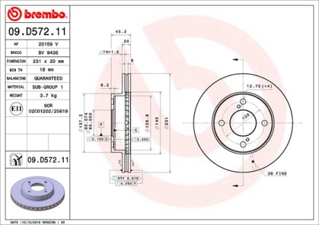 Гальмівний диск BREMBO 09.D572.11