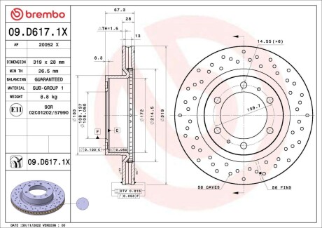 Гальмівний диск BREMBO 09D6171X