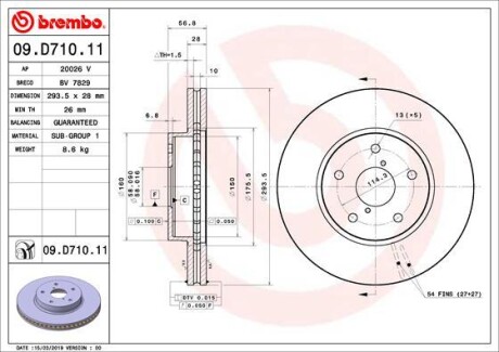 Гальмівний диск BREMBO 09.D710.11 (фото 1)