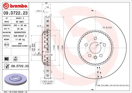 Гальмівний диск BREMBO 09.D722.23