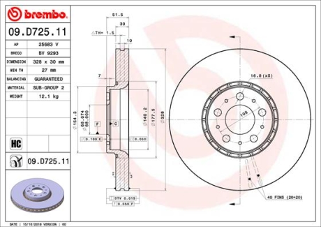 Тормозной диск BREMBO 09.D725.11
