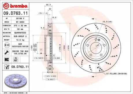 Тормозной диск BREMBO 09D76311