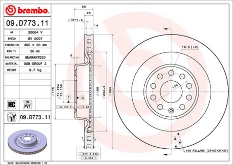 Гальмівний диск BREMBO 09.D773.11