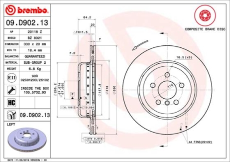 Тормозной диск BREMBO 09.D902.13