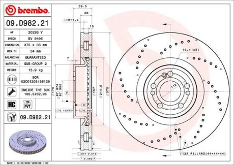 Тормозной диск BREMBO 09D98221