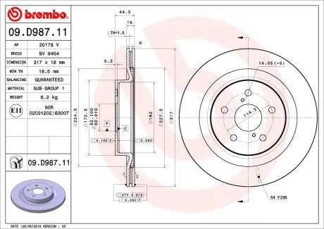 Тормозной диск BREMBO 09D98711