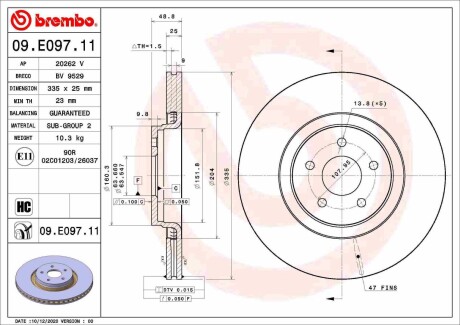 Гальмівний диск BREMBO 09E09711