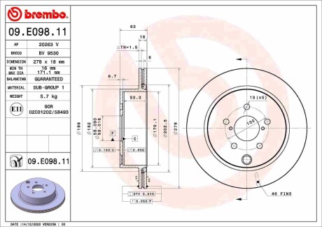 Тормозной диск BREMBO 09E09811