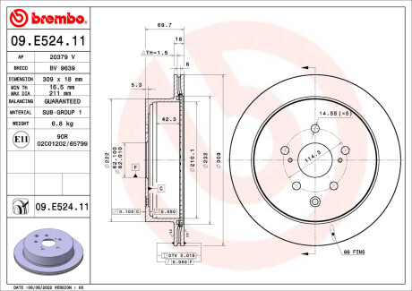 Гальмівний диск BREMBO 09.E524.11