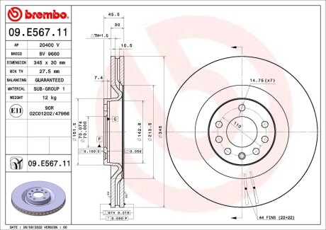 Гальмівний диск BREMBO 09.E567.11