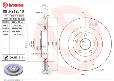 Гальмівний диск BREMBO 09N21211