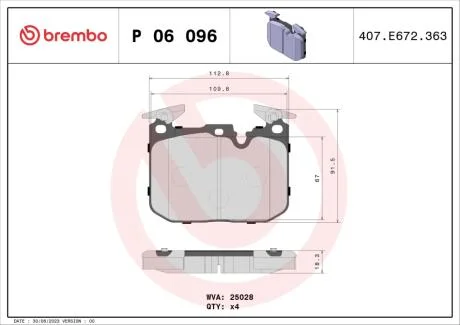 Тормозные колодки дисковые BREMBO P06 096