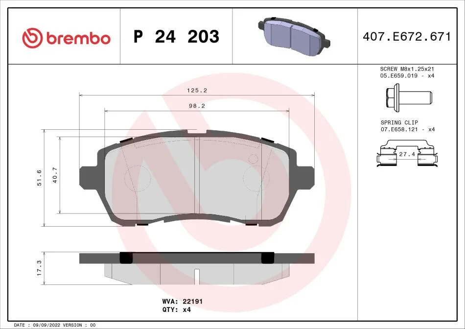 Гальмівні колодки дискові BREMBO P24 203 (фото 1)