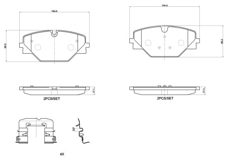 Гальмівні колодки, дискові BREMBO P 44 032 (фото 1)