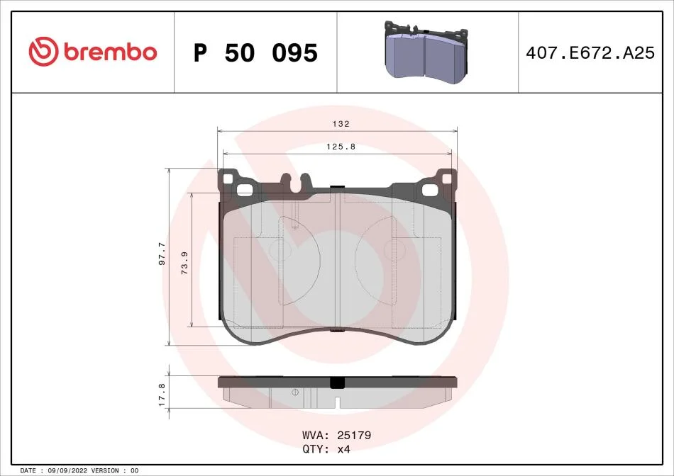 Гальмівні колодки дискові BREMBO P50 095 (фото 1)