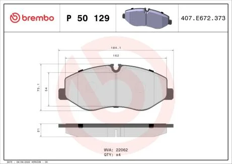 Гальмівні колодки, дискові BREMBO P50 129