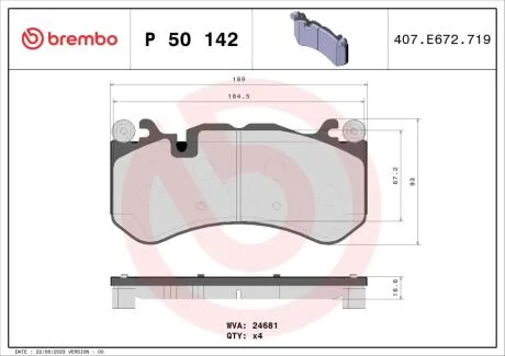Гальмівні колодки дискові BREMBO P50 142