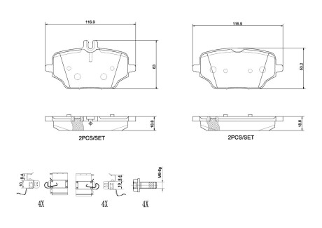 Тормозные колодки дисковые BREMBO P50 162