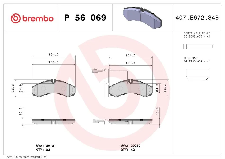 Тормозные колодки дисковые BREMBO P56 069 (фото 1)