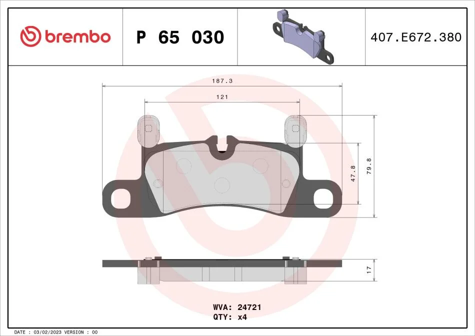 Тормозные колодки дисковые BREMBO P65 030 (фото 1)