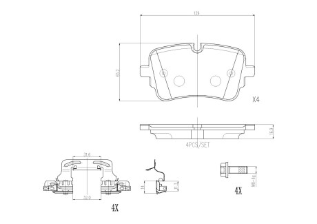 Гальмівні колодки, дискові BREMBO P85 190