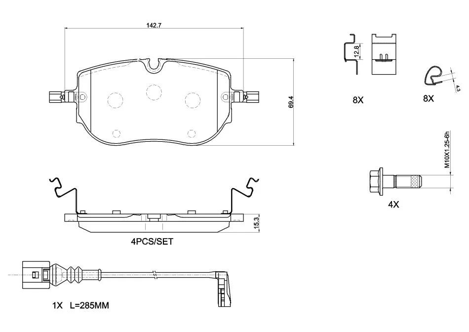 Комплект гальмівних колодок BREMBO P85192 (фото 1)