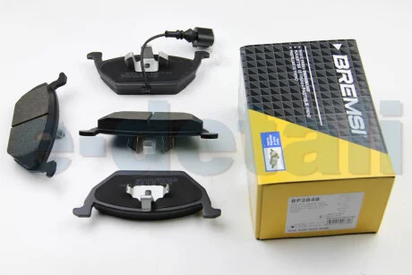 Тормозные колодки пер. Caddy III/Golf V/Octavia/A3 03- (с датчиком) BREMSI BP2848