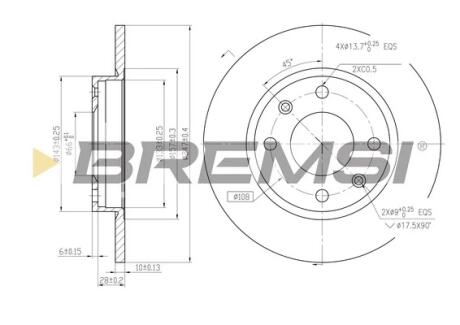 Гальмівний диск 106/205/206/306/309 (84-07) BREMSI CD6059S