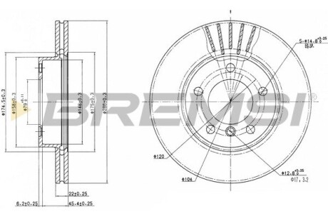 Тормозной диск перед. BMW 3 (E36/E46) 90-05 (286x22) BREMSI CD6258V