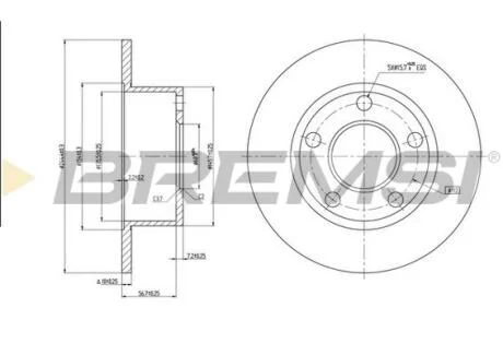 Гальмівний диск зад. Passat B5/Audi 100/A6 -05 (245x10) BREMSI CD6321S