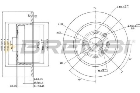 Тормозной диск зад. Vectra B 95- (270x10) BREMSI CD6814S