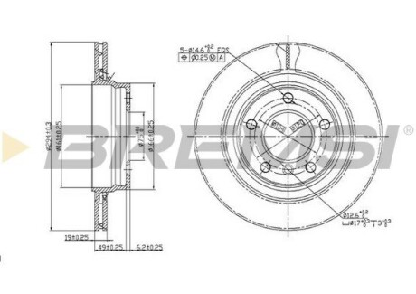 Гальмівний диск зад. BMW 3 (E46) 98-05 (294x19) BREMSI CD7073V