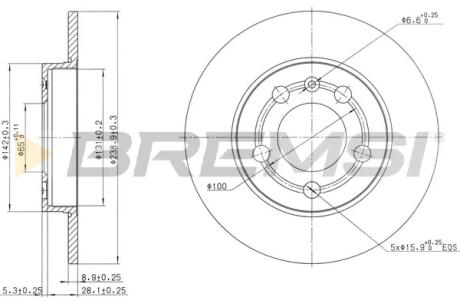 Гальмівний диск задн. Octavia/Golf/Bora/Jetta/A3 97-10 BREMSI CD7155S