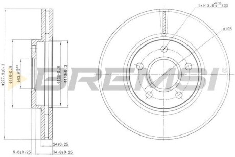 Тормозной диск перед. Connect 02- (278x24) BREMSI CD7172V